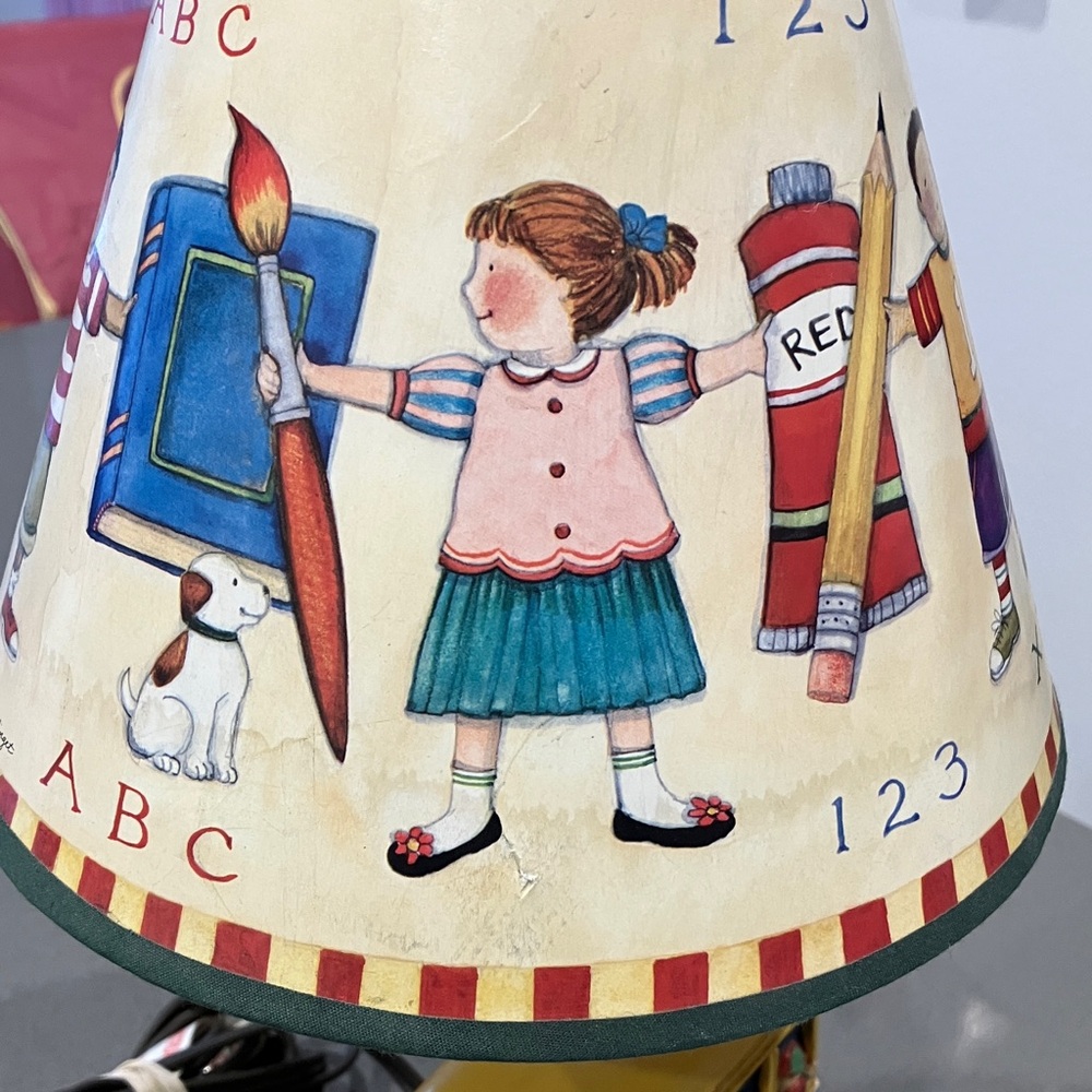 Kids School Bus Table Lamp with Yellow and Multicolor Design. - Picture 3 of 16